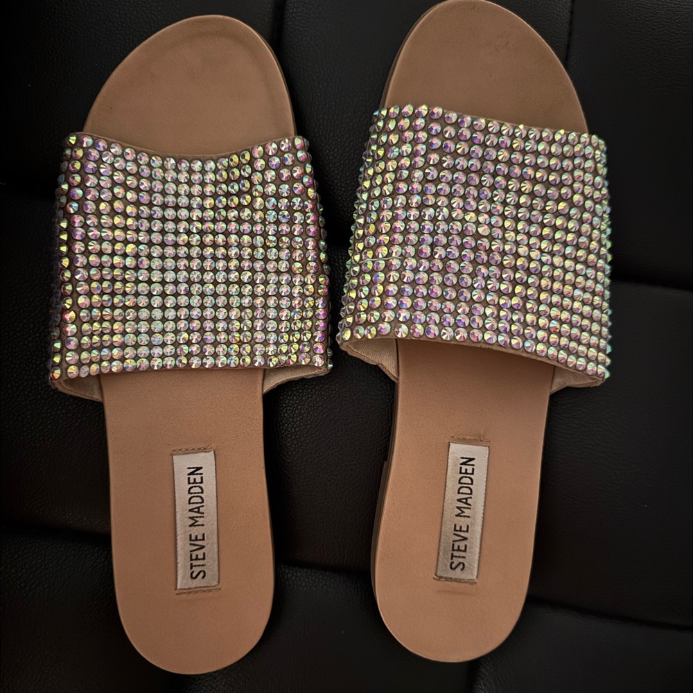 Steve Madden Rhinestone Sandals Tan